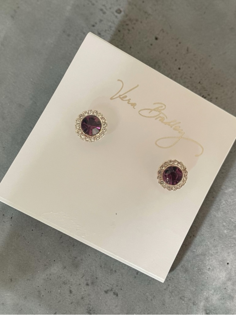 Vera Bradley Amethyst Halo Stud Earrings